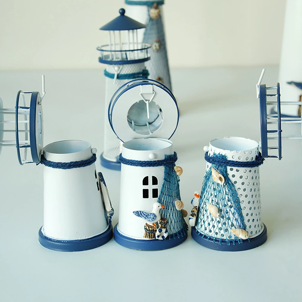 Lighthouse Candle Holder Mediterranean Style Candles Stand Home