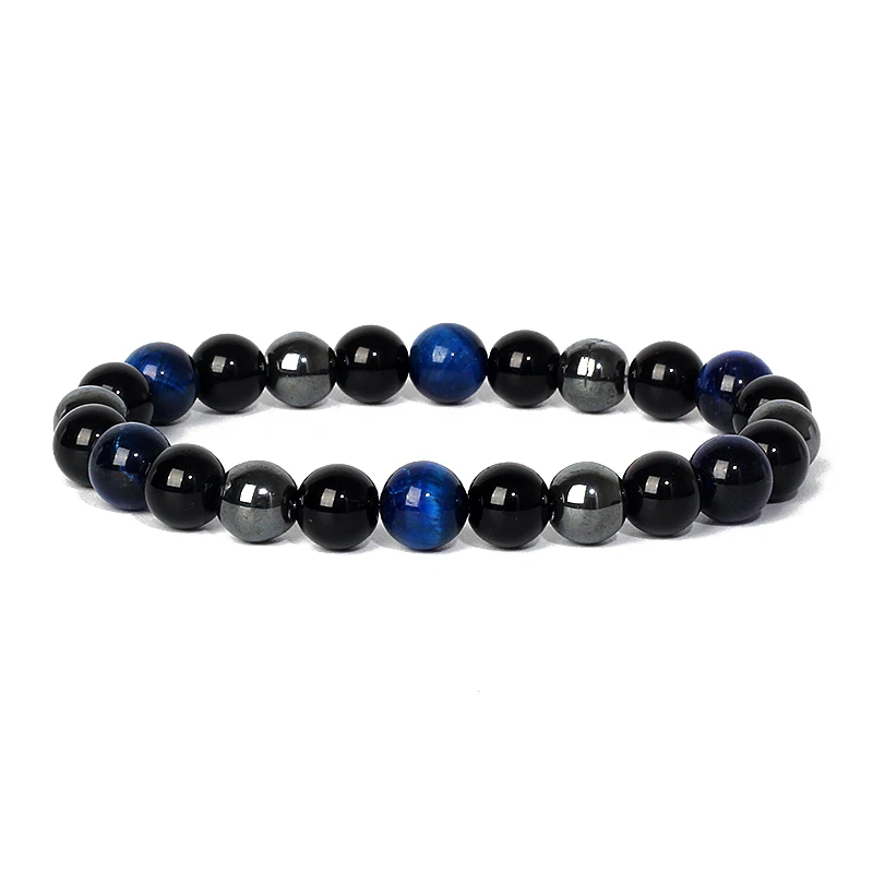 Natural Triple Protection Health Bracelets Women Black Obsidian Hematite Tiger Eye Beads Bracelets Men for Magnetic Soul Jewelry