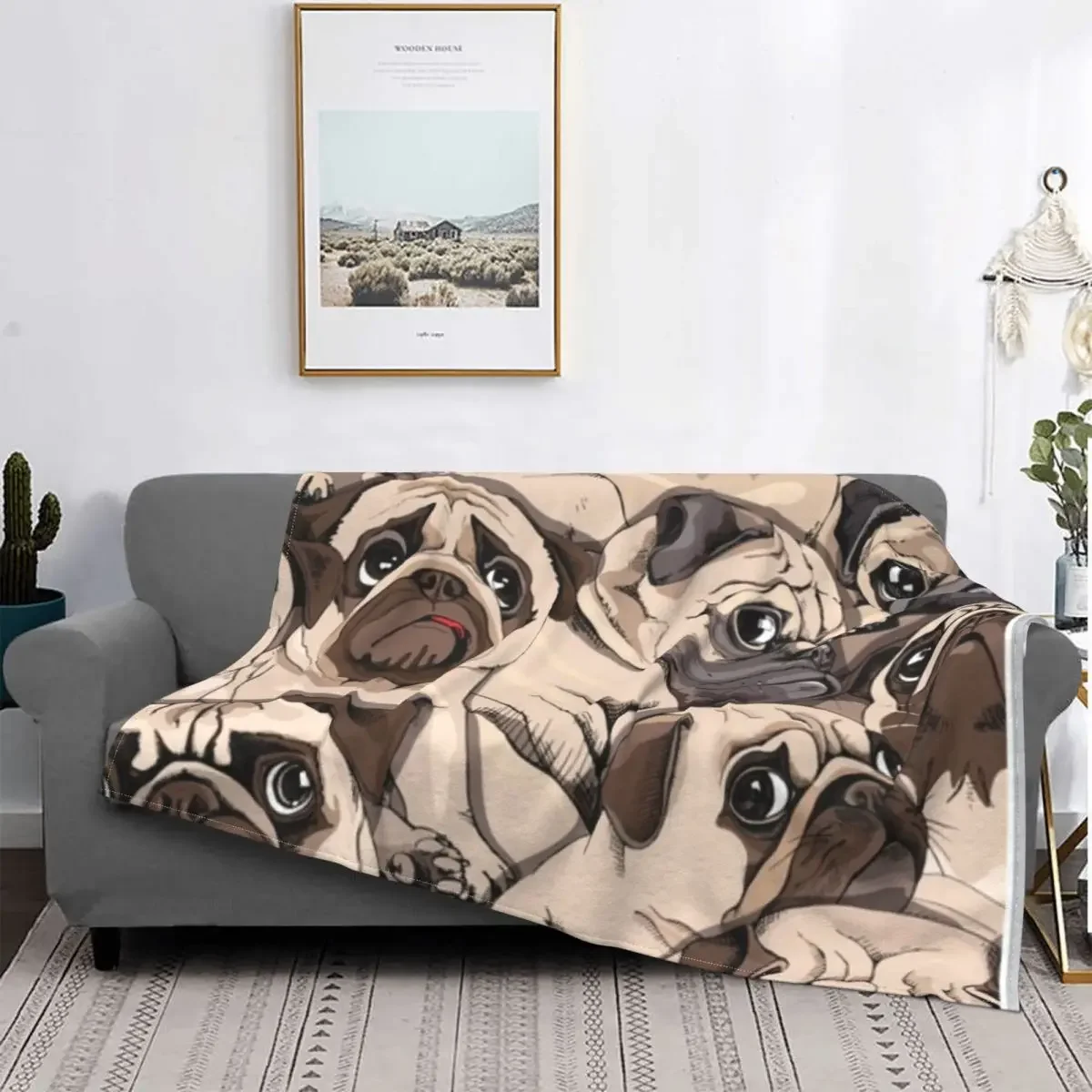 

Seamless Pattern Blanket Pug Dog Pattern Plush Thick Soft Flannel Fleece Throw Blanket For Sofa Bedspread Quilt