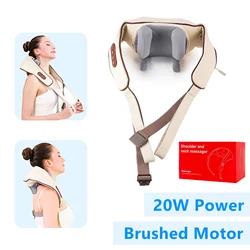 Wireless Brushless Motor Neck and Shoulder Massager with Kneading Function (20W-Brown)