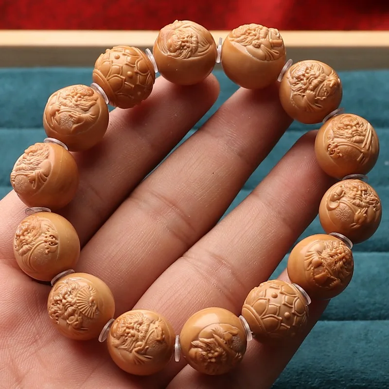 

1.5 Wild Natural Monkey Head Peach Pit Carving Rosary Zhong Kui Blessing Judge Bracelet Hand Toy Fairy Group Amusement Article B