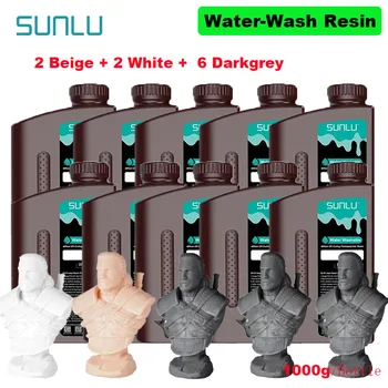 Sunlu 10kg lavável à água/resina abs lavável à água 1000g/garrafa 405nm resina fotopolímero de cura uv rápida para impressão lcd 3d