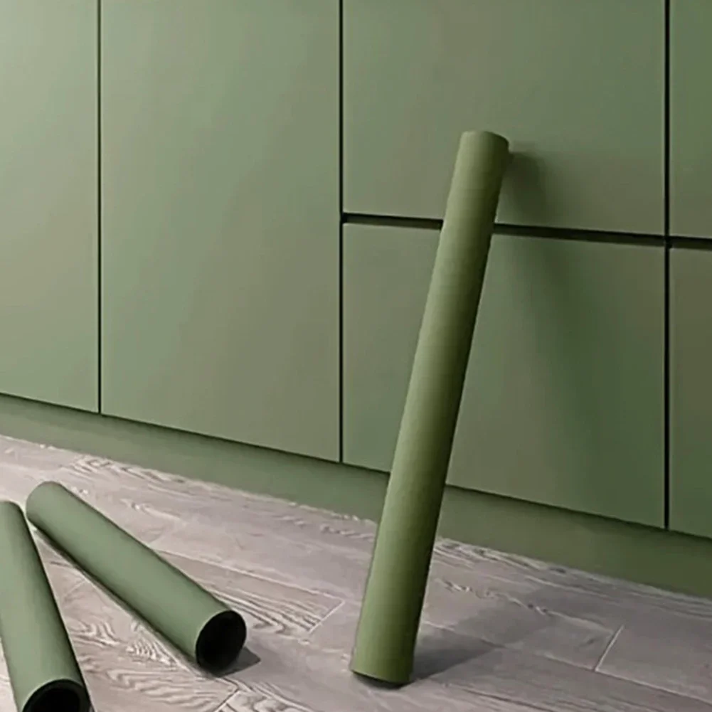 1 Roll PVC Waterproof Sticker Matte Green Cabinets Desktop Door Furniture Refurbished Decorative Film Self-adhesive Wallpaper