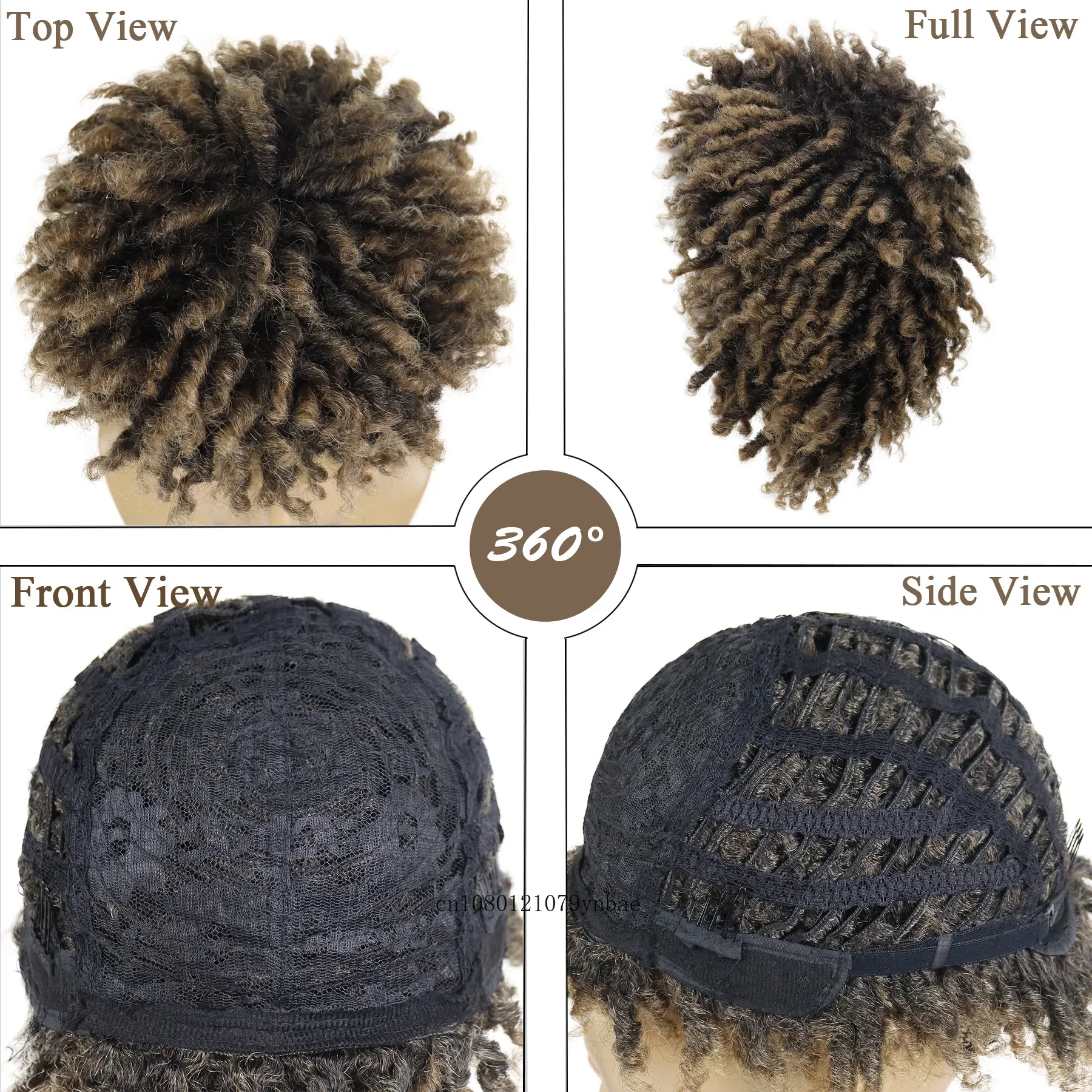 Synthetic Dreadlock Wig for Men Male Braided Mix Brown Wigs Locs Crochet Twist Hair Afro Curly Wig Natural Looking Hip Hop Daily