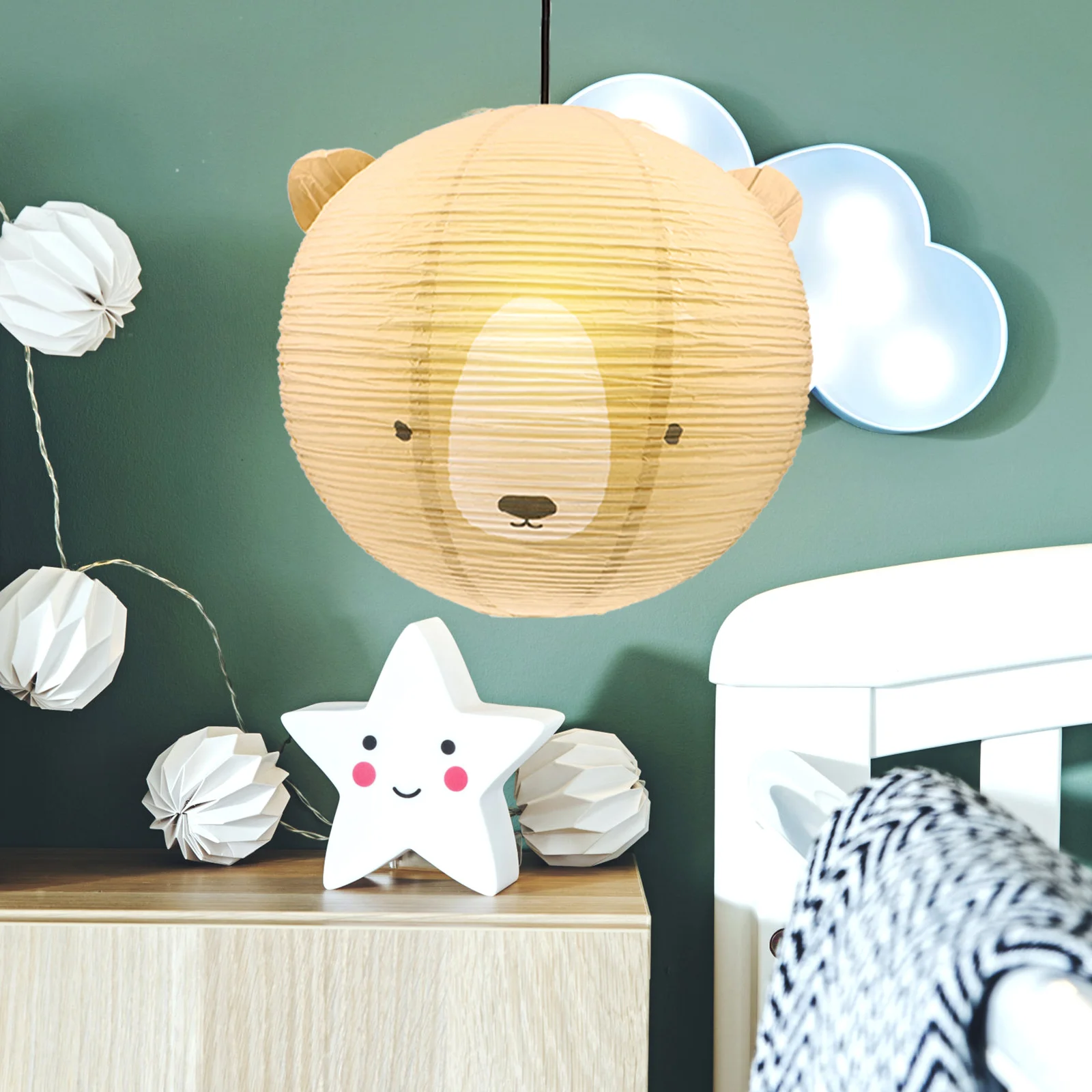 

Lampshade Hanging Chandelier Light Shades Cartoon Pendant Paper Bear Lampshades for Baby