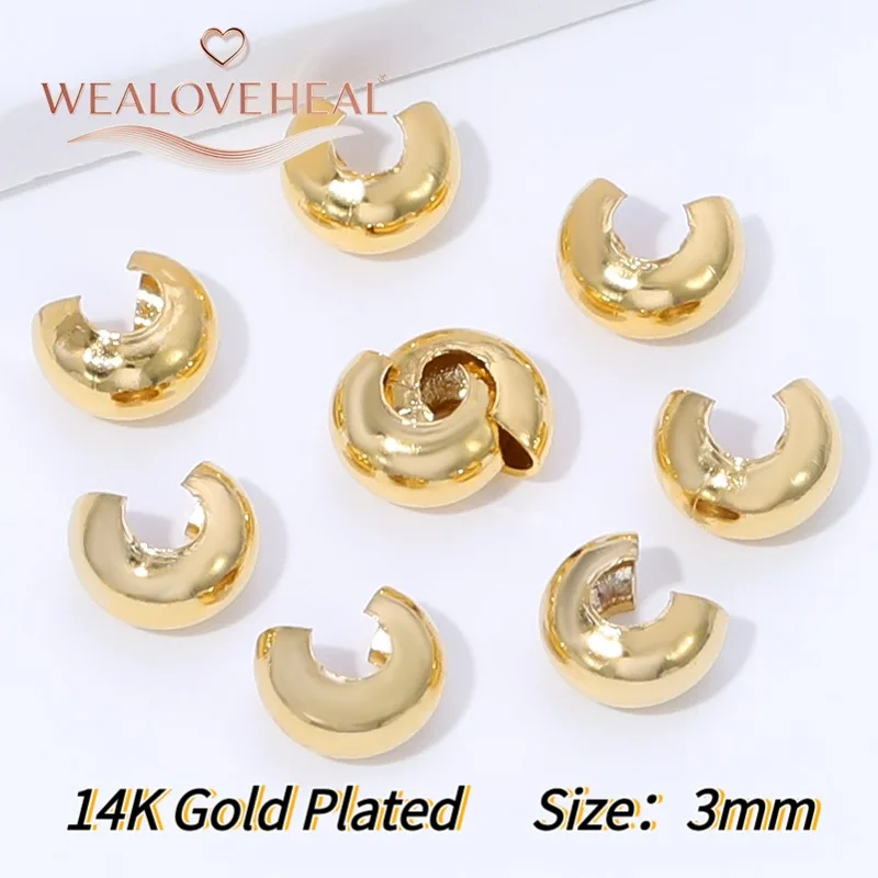 14K vergoldete Messing-Rundklemmperlen, Endperlen, Durchmesser 3, 4, 5 mm, Stopper-Abstandshalterperlen für DIY-Schmuckherstellung. – Detail 21