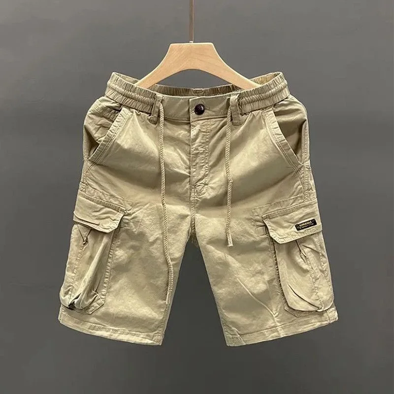 Men's Straight Leg Workwear Shorts Summer Casual Loose Fit Five Pocket Mid-Thigh Length Outerwear Polyester Cotton Blend