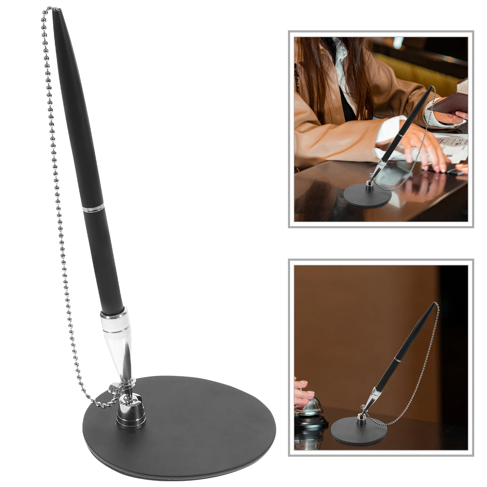 

Erasable Pen Signing Writing Pens Decorative with Chain Business Accessory Stand Metal