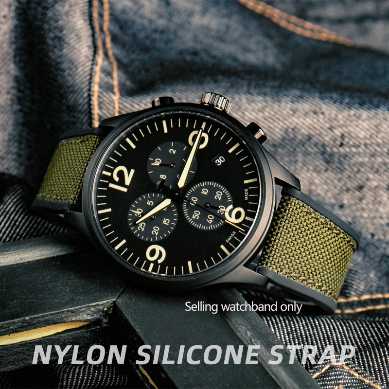 

21mm 22mm Woven Nylon Rubber Bottom Watchband Strap for Tissot T116 Seiko No. 5 SSB373P1 Mido Male Waterproof Silicone Bracelet