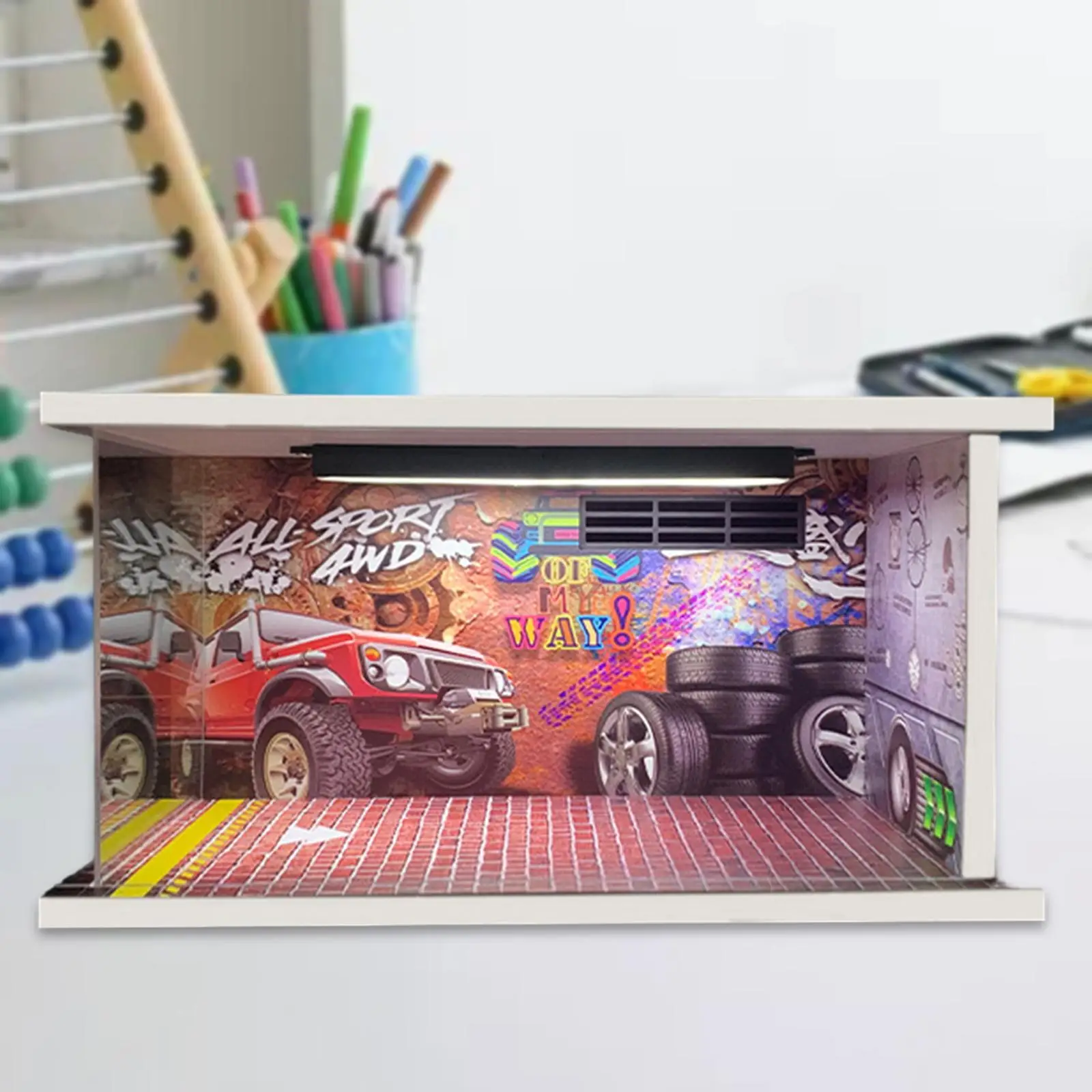 

1:24 Scale Parking Lot with Lighting Collectibles for Diecast Car Action Figures Vehicle Scene Toy Mini Dolls Collection