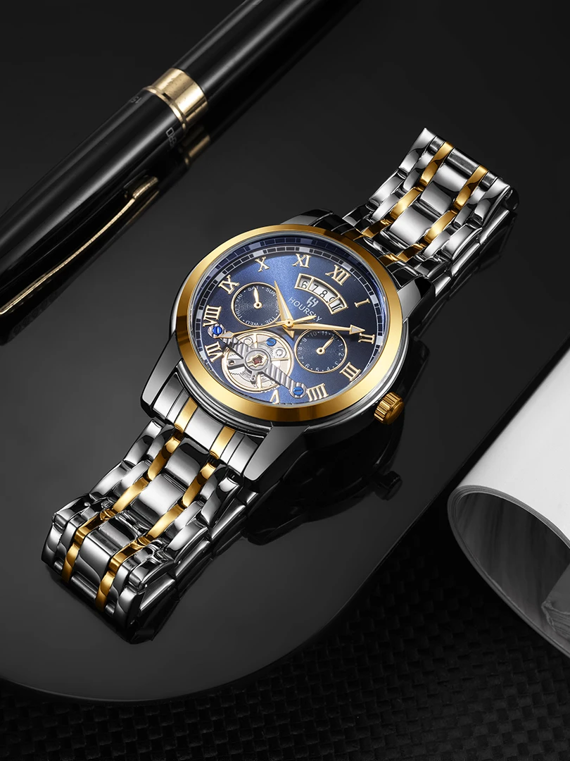 

Luxury Men Watch Calendar Dial Male Quartz Wristwatch Classic Black Gold Sliver Blue Stainless Steel Reloj Business Man Clock