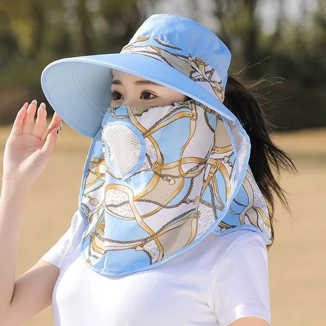 Wide Brim Sun Hat with Detachable Face Mask