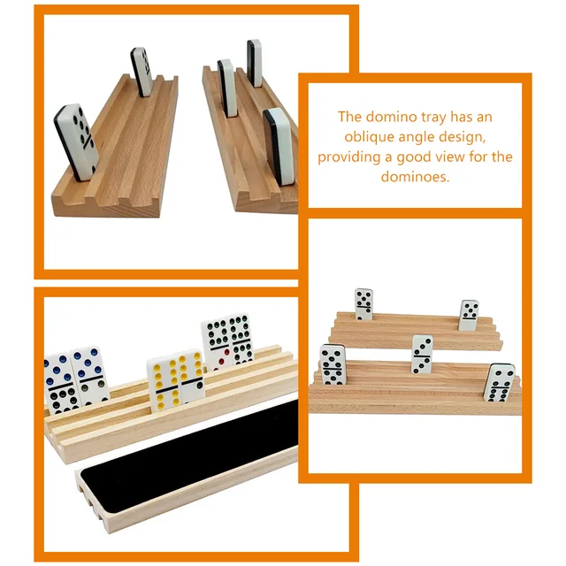 Tray Wooden Anti-slip Base Dominoes Holders Displaying Trays Train Storage Rack Stand 5