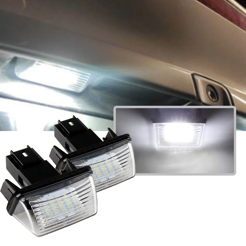 Lampes Plaque D'immatriculation LED 18 Perles - Lot De 2, Pour Peugeot 207 307 308, Citroën C2 C3 C4, Etc.