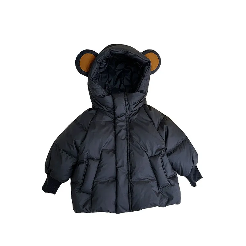 Baby Hooded Boys and Girls Mid-Length White Duck Down Coat Children Warm Quilted Jacket