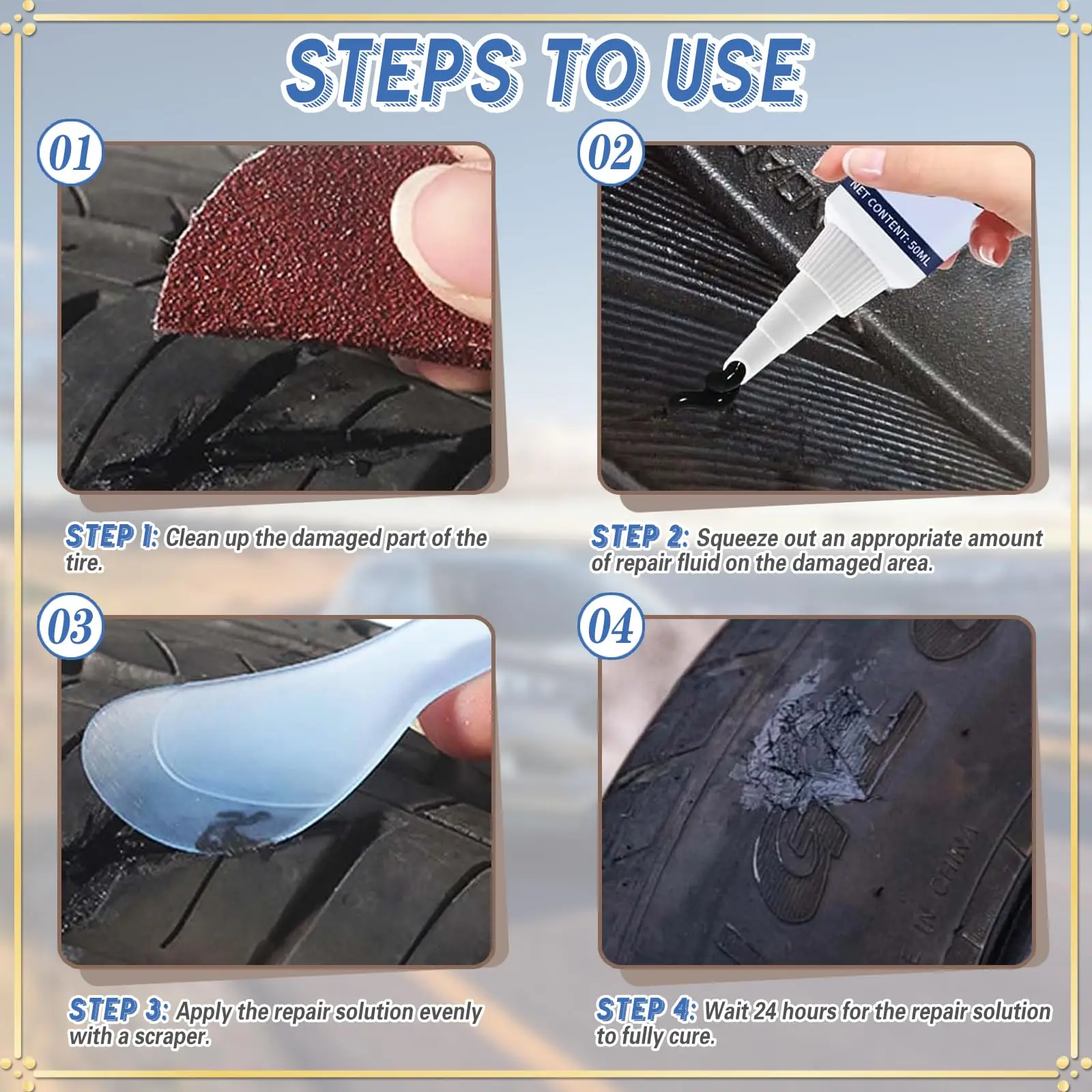 Tire Repair Glue 1-10 Bottle Car Tyre Rubber Adhesive Universal Motorbike Bicycle Tire Crack Perforation Adhesive Tire Repair Tools