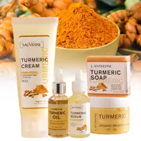 5 Piece Set Turmeric Facial Care Acne Cleansing Cream,Anti-Aging Serum,Dark Spot Moisturizer Fade Spots for Radiant Skin Care 1