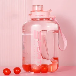 Large Capacity Fitness Sports Water Bottle - Portable Plastic Space Cup, 1.2L/1.7L - 1.7L (Pink)