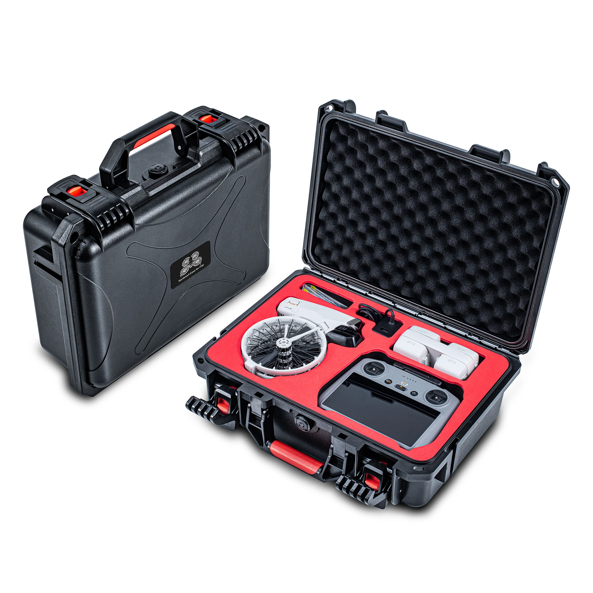Portable Hard Waterproof Case for DJI Flip Fly More Combo,Stores 7 Batteries, RC2/RC-N3 Remote Control,Charging Hub,65W Charger,