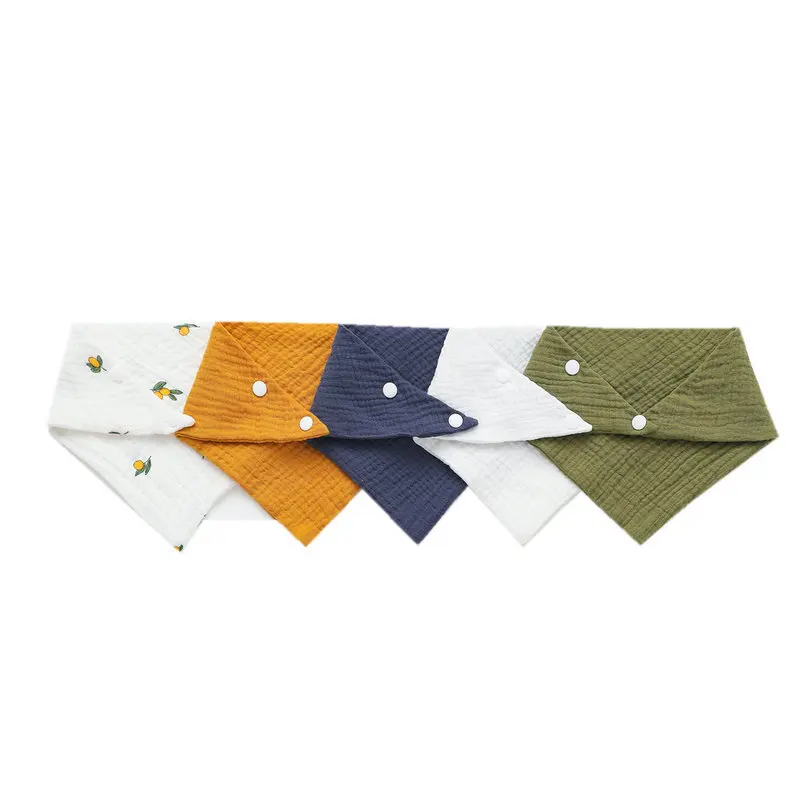 Feeding Bib 1/5Pcs Feeding Drool Bibs Cotton Accessories Newborn Solid Color Snap Button Soft Triangle Towel Baby Bib Cloth