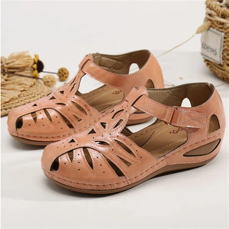 Women's Sandals Summer Ladies Girls Leather Vintage  Buckle Casual Sewing Women Shoes Solid Female  Platform