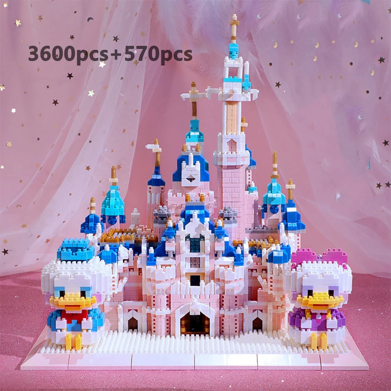 Disney Architecture Amusement Park Building Blocks Pink Castle 3D Model DIY Mini Diamond Blocks Bricks Toys for Children 10 S82a030e62e514f7699da0d5d1e711b05s