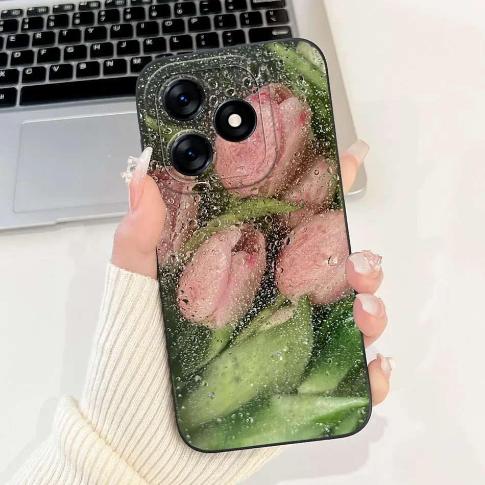 Beautiful Bow Rose Painting Soft Silicone Shockproof Phone Case
