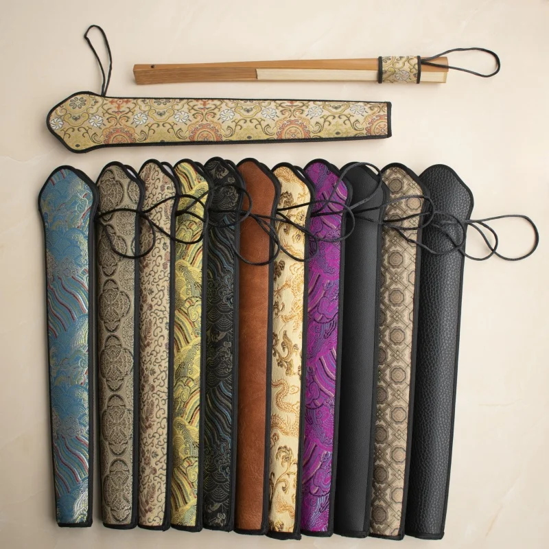 

Chinese Folding Fan Storage Bag Vintage Dustproof Carry Bags Bamboo Fan Protection Pouch Cover Wedding Party Gifts