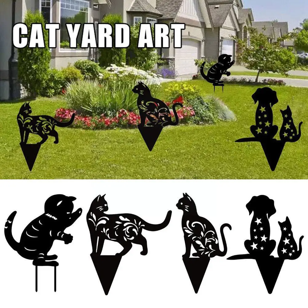 

Новая ажурная Имитация черного кота, карточка с вставкой, акриловое уличное украшение, скульптура для собак, черное искусство, Ga N7X0