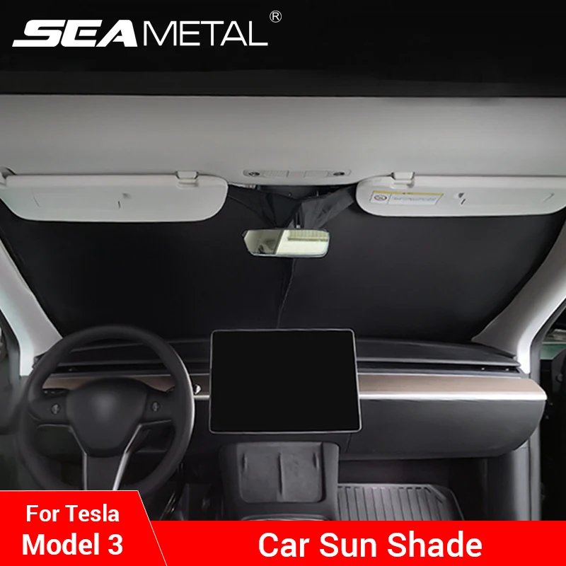 SEAMETAL Car Window Sun Shade Windshield Front Rear Side Window Sunshade Curtain for Tesla Model