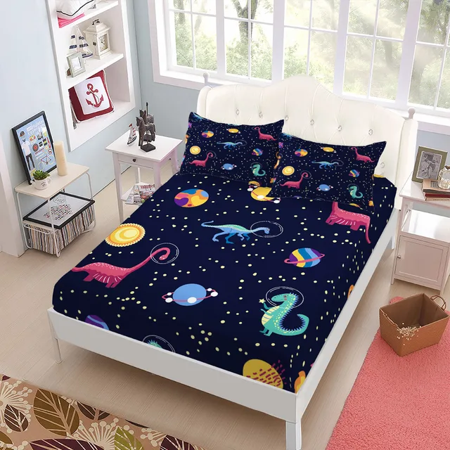 Jurassic Dinosaurs Set di lenzuola con angoli per bambini King Queen Set di biancheria da letto matrimoniale Full Size 4