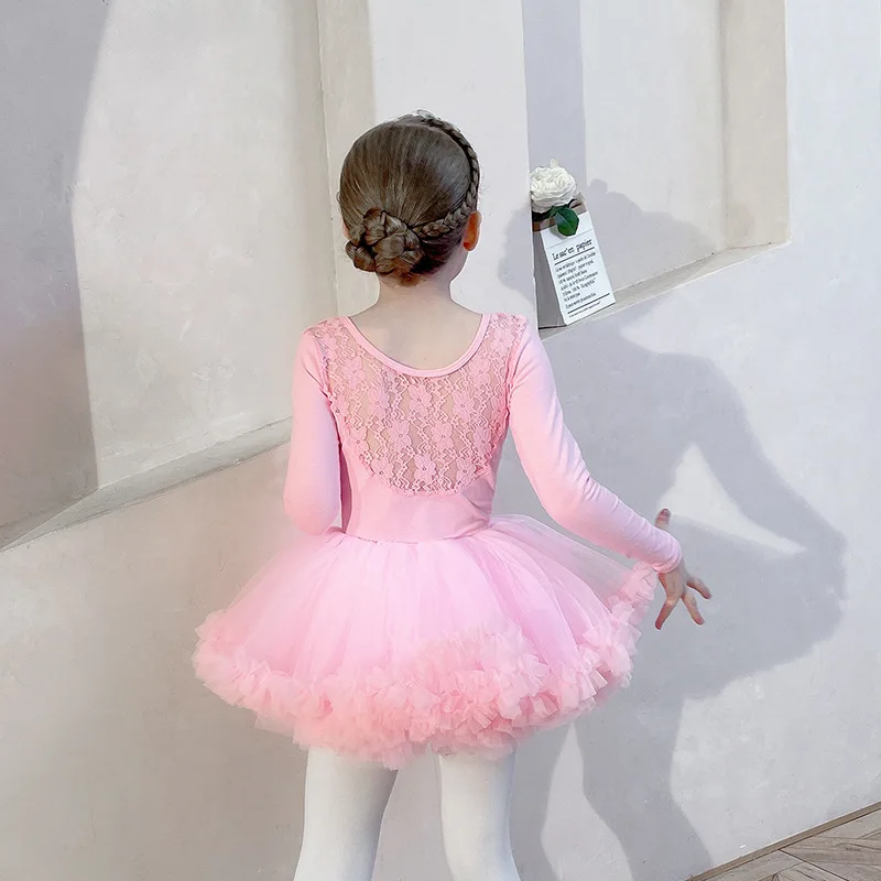 Girls Ballet Tutu Dress Kids Gymnastics Leotards Tulle Skirt Cotton Dance  Bodysuits Pink Swan Lake Ballet Costumes