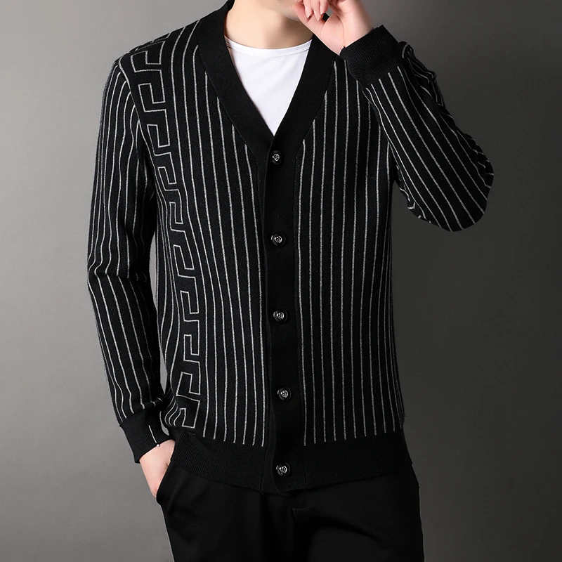 Wysokiej jakości męskie sweter dziergany bez guzików casualowa wygodna i uniwersalne garnitury męskie płaszcze kurtka