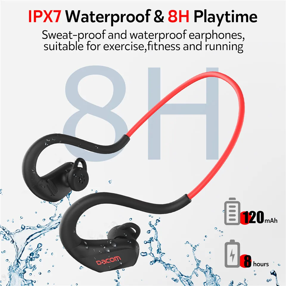 E60 Bone Conduction Wireless Sport Headphones IPX7 Waterproof  HiFi Bass ENC Noise Cancelling Bluetooth  Headset Dacom