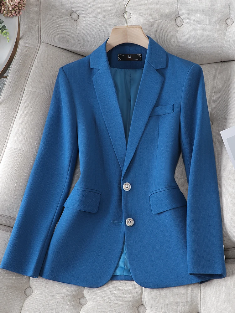 Autumn Winter Blue Blazer Women Ladies Female Single Button Full Sleeve Business Work Wear Formal Jacket blazer women