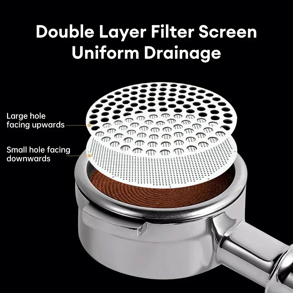 51/53/58mm Reusable Metal Double Coffee Filter Secondary Water Separator Heat Resistant Professional Espresso Accessory