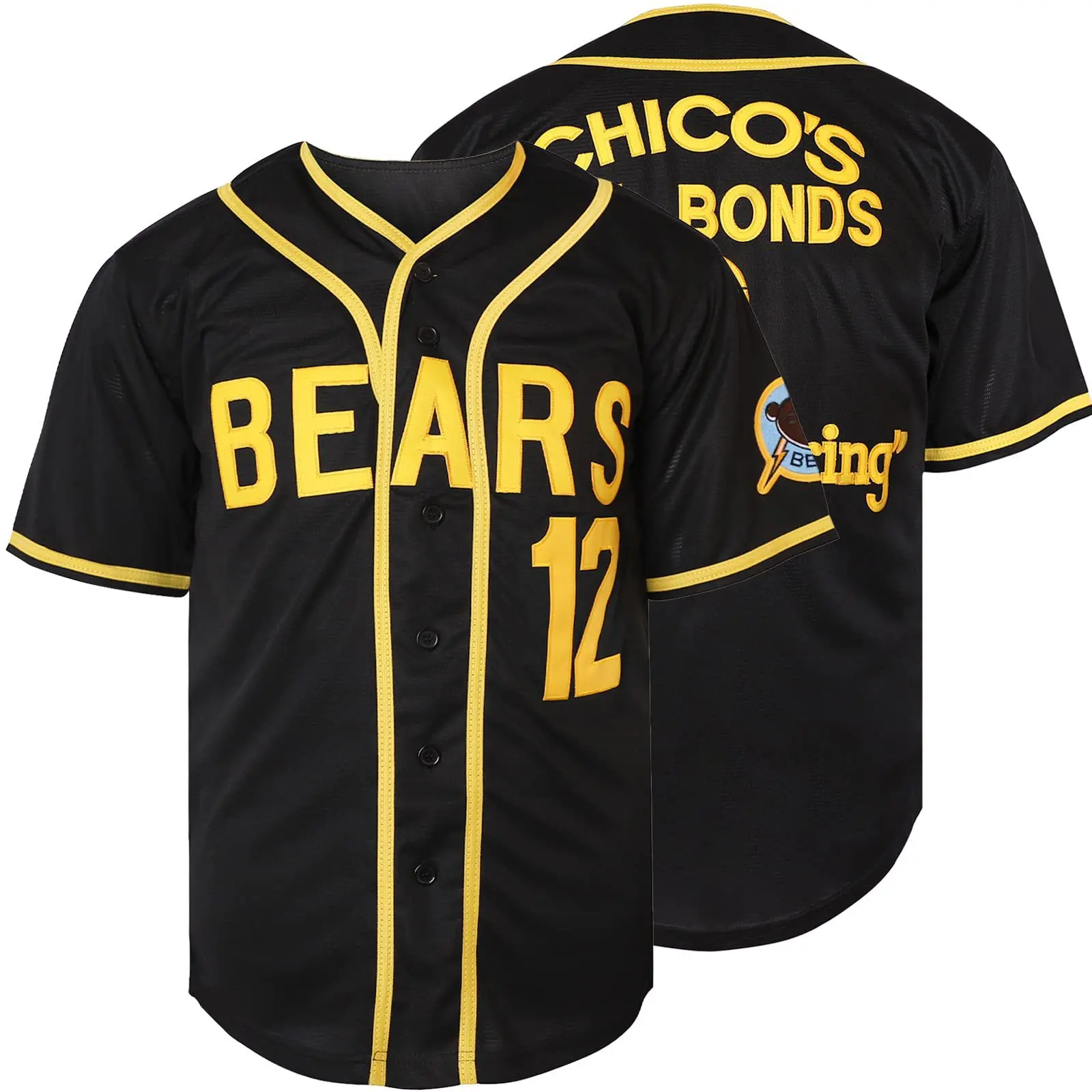 BAD NEWS BEARS MOVIE BUTTON DOWN JERSEY #3 Leak #12 Tanner Boyle White black Movie Stitched Baseball Jersey Stitched Logo