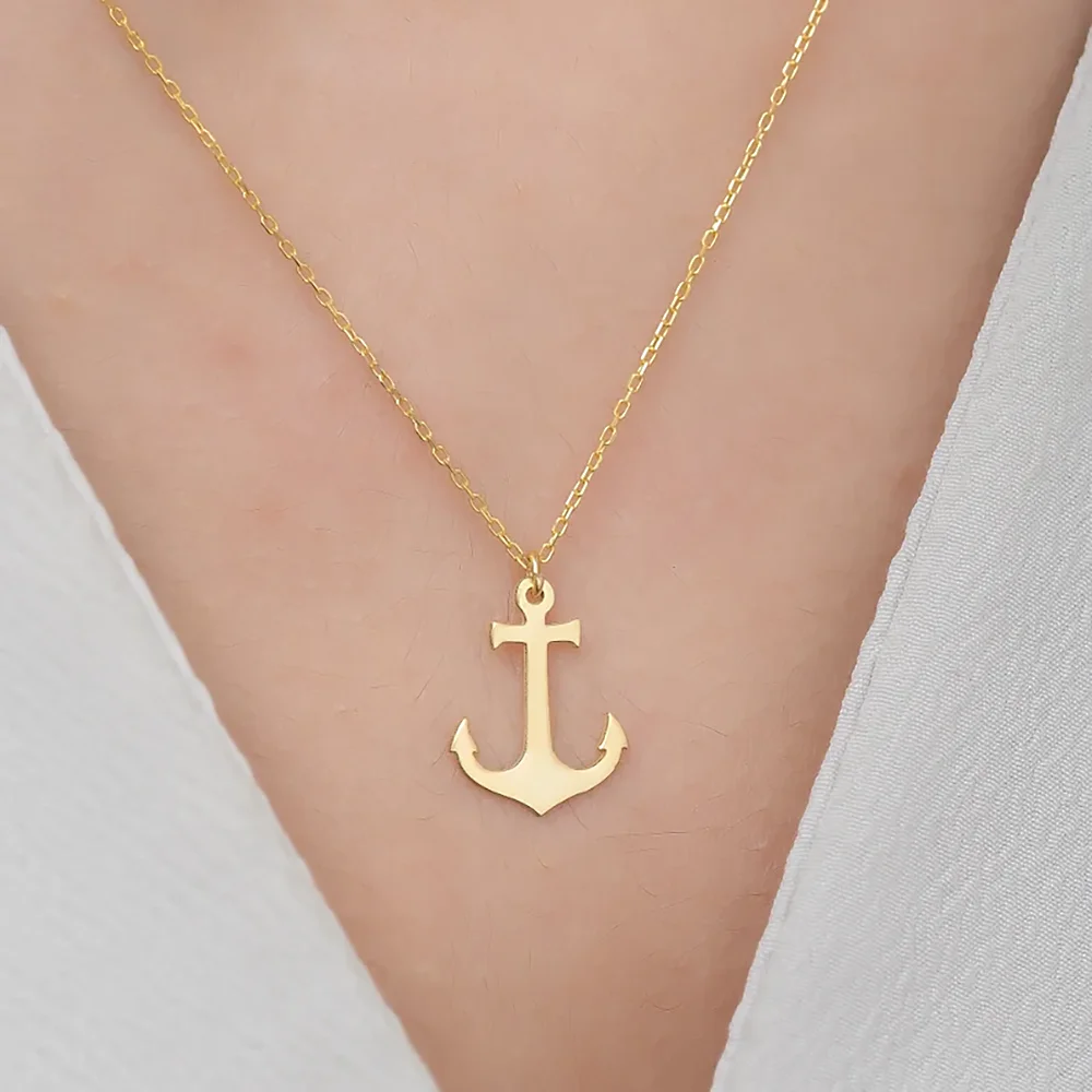 

Simplicity Ship Anchor Pendant Necklace Stainless Steel Men Women Necklaces Fashionable Choker Jewelry Accessories Free Shipping