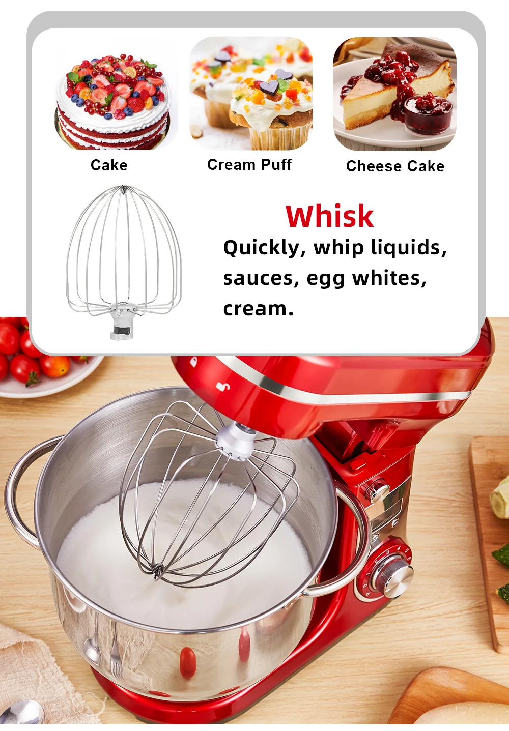 Egg White Whisk Dough Hooks Flat Beater for Stand Mixer Spare Parts Stainless steel aluminium alloy