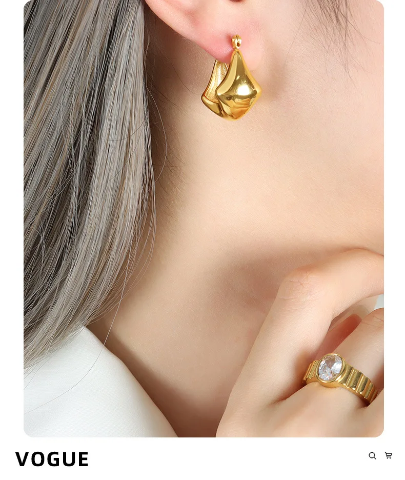 Mode Edelstahl Frauen für Ohrringe böhmische Geometrie Piercing für Ohren Gold Farbe Schmuck Paar Geschenk Großhandel – Detail 4