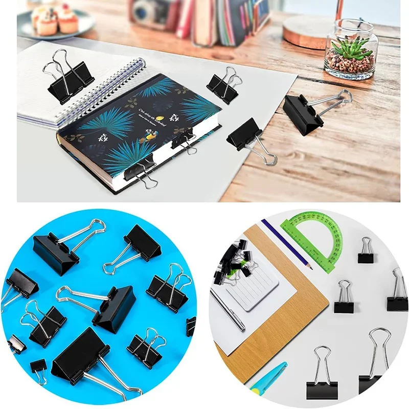 Binder Clips 5-30Pcs Binder Clips Metal Fold Back Clips Small Paper Clip Clamp 15/19/25/32/41/51mm Office Clip for Home School Office Storage