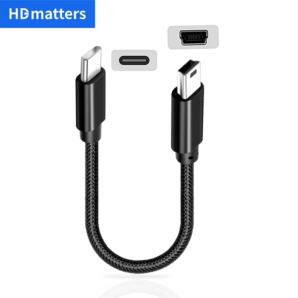 Type C to Mini USB Charging Cable Ultra short USB C to mini-5pin for MP3 MP4 GPS Camera Dash Cam HERO 3+