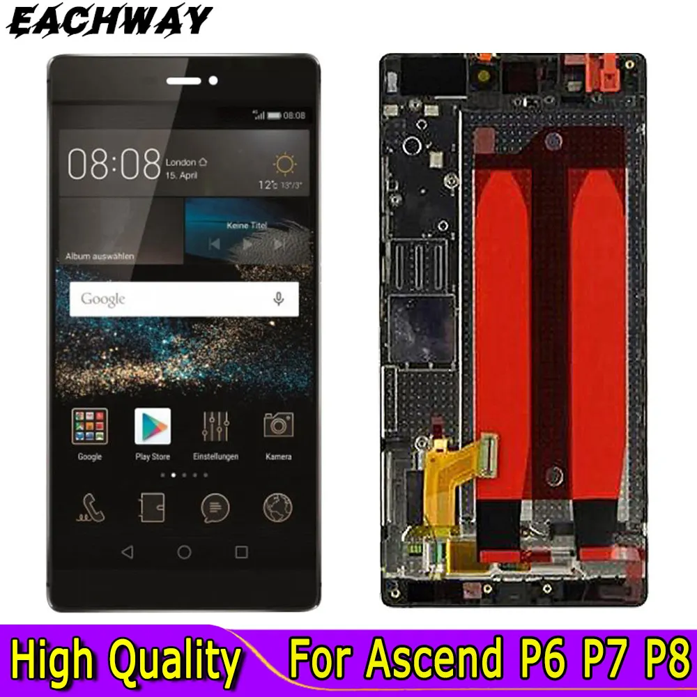 Huawei Ascend P8 (GRA - L09) : Ecran Or LCD + vitre tactile assemblés