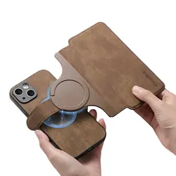 RFID - Blocking Leather Wallet Cover with MagSafe and Wireless Charging Capability for Xiaomi 11T Pro 5G (Brown)
