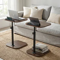 Table d'appoint en forme de C réglable en hauteur avec fente pour téléphone, table d'appoint de canapé en bois de style industriel, table portable pour ordinateur portable et collations pour canapé, chambre et salon 5