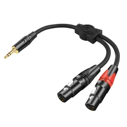 Premium AUX to Dual XLR Audio Cable - Balanced Sound Cord for Microphone, Speaker, and Amplifier (3.5 to 2XLR F)