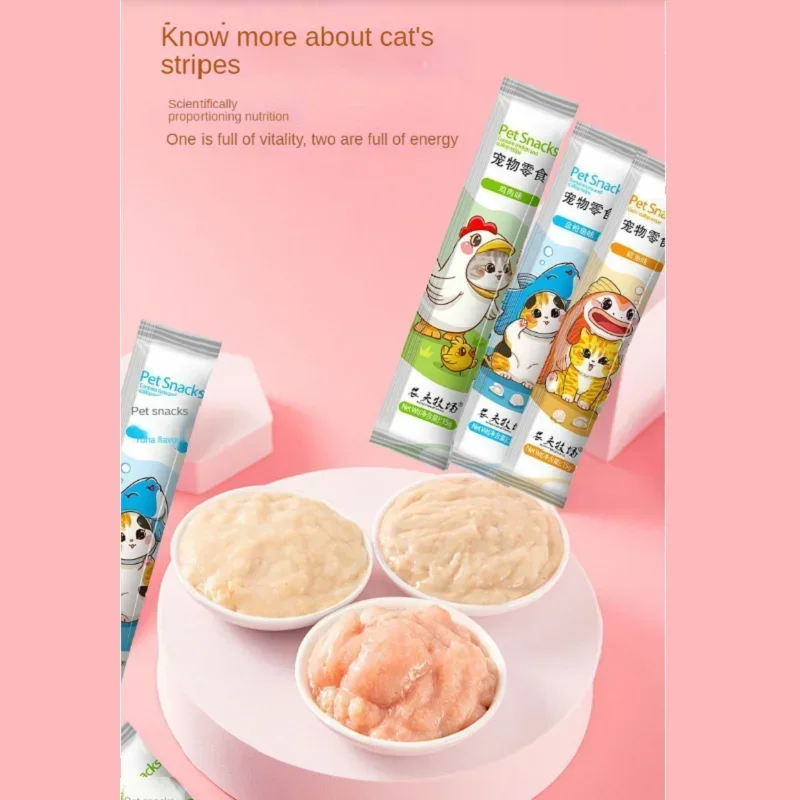 Pet Pussy Pet Snacks Cat Strips Nutrition Cream Food Fish Dried Cod Tuna Fattening Baby Cat Canned Adult