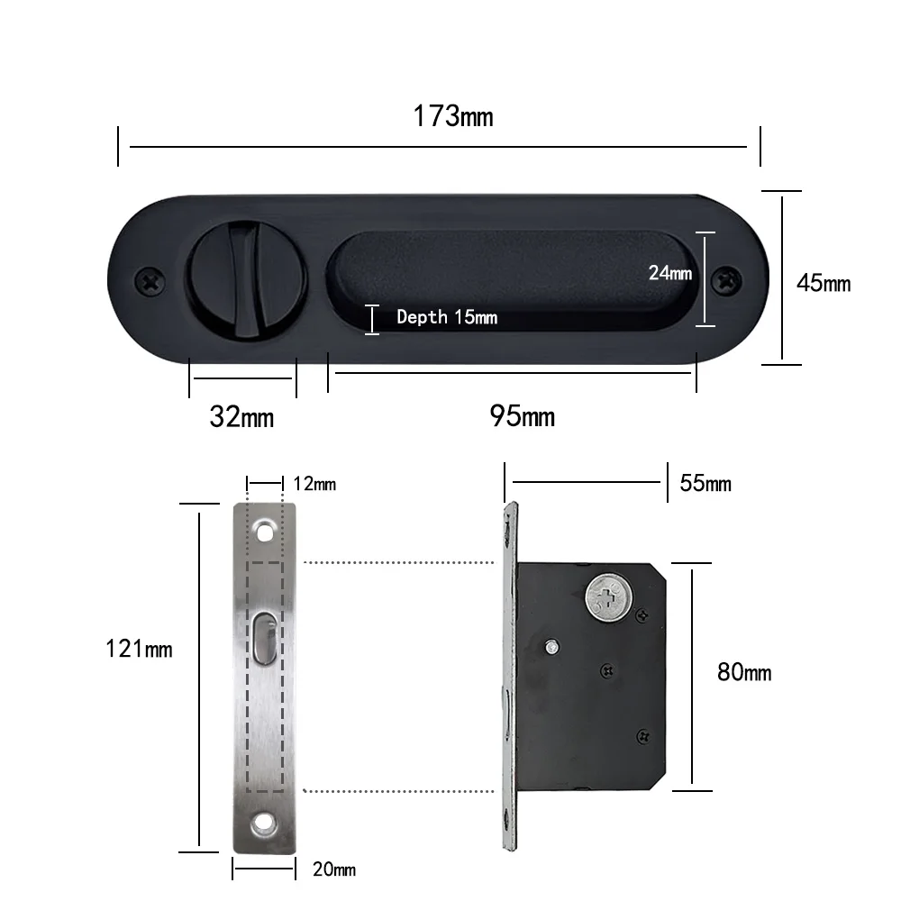YOUTHUA Sliding Barn Door Locks Invisible Door Handle for Wooden Sliding Pocket Latch Furniture Hardware 17cm Locks