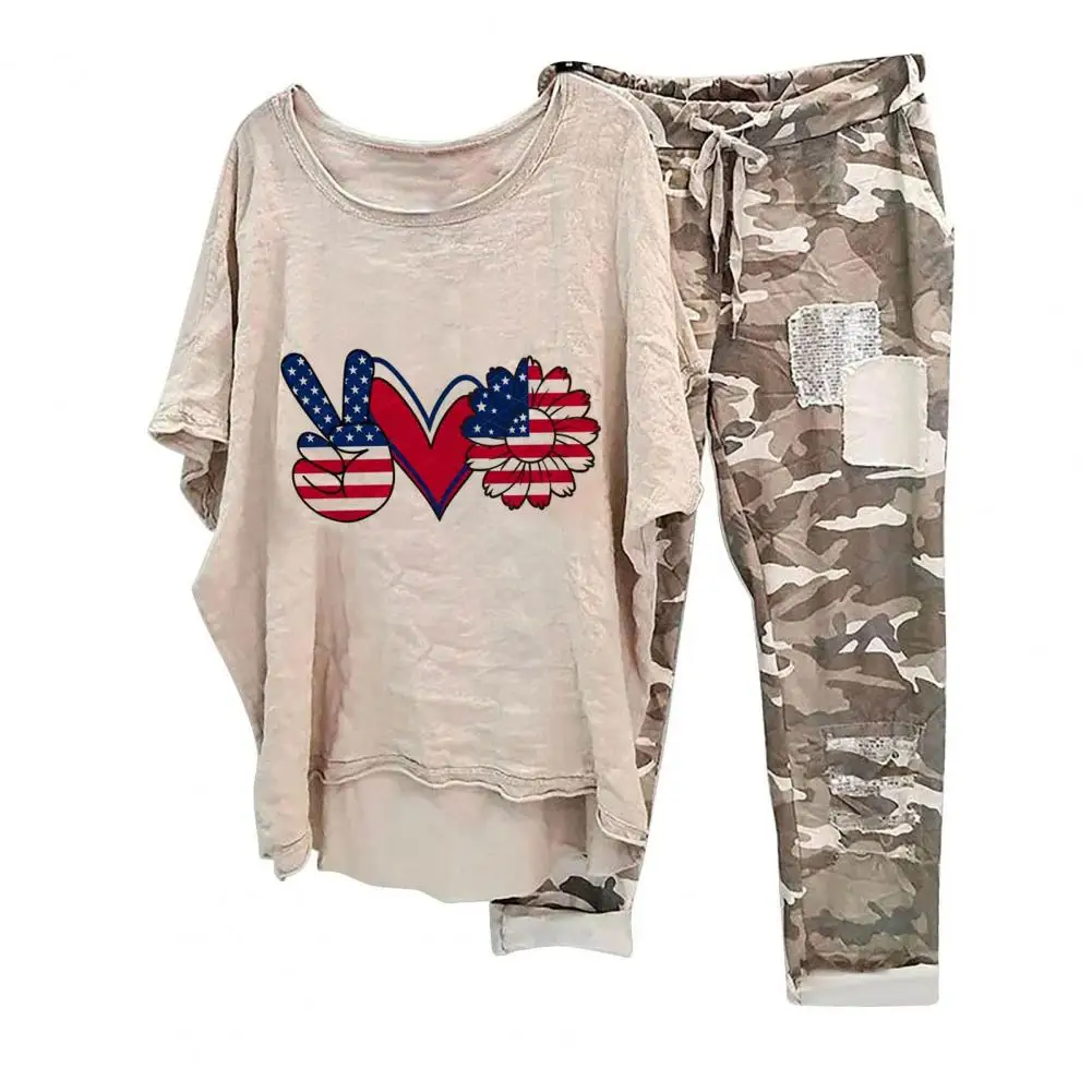 

Повседневный Женский костюм с цветочным камуфляжным принтом, Женский комплект из топа и брюк с асимметричным подолом, стильный женский повседневный костюм на завязках