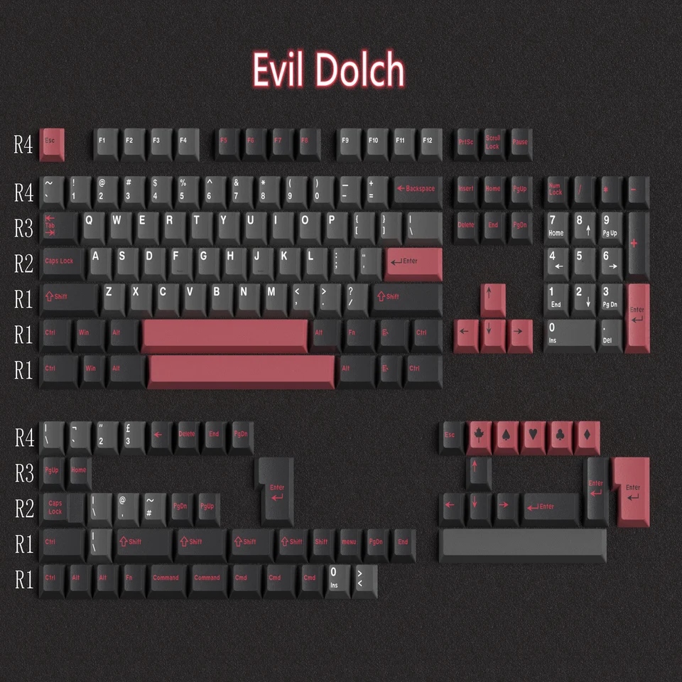 Gmk Evil Dolchキーキャップセット、163キー、腹筋、ダブルショット